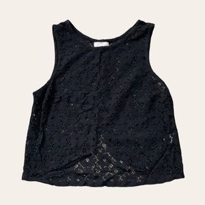 Black floral lace tank